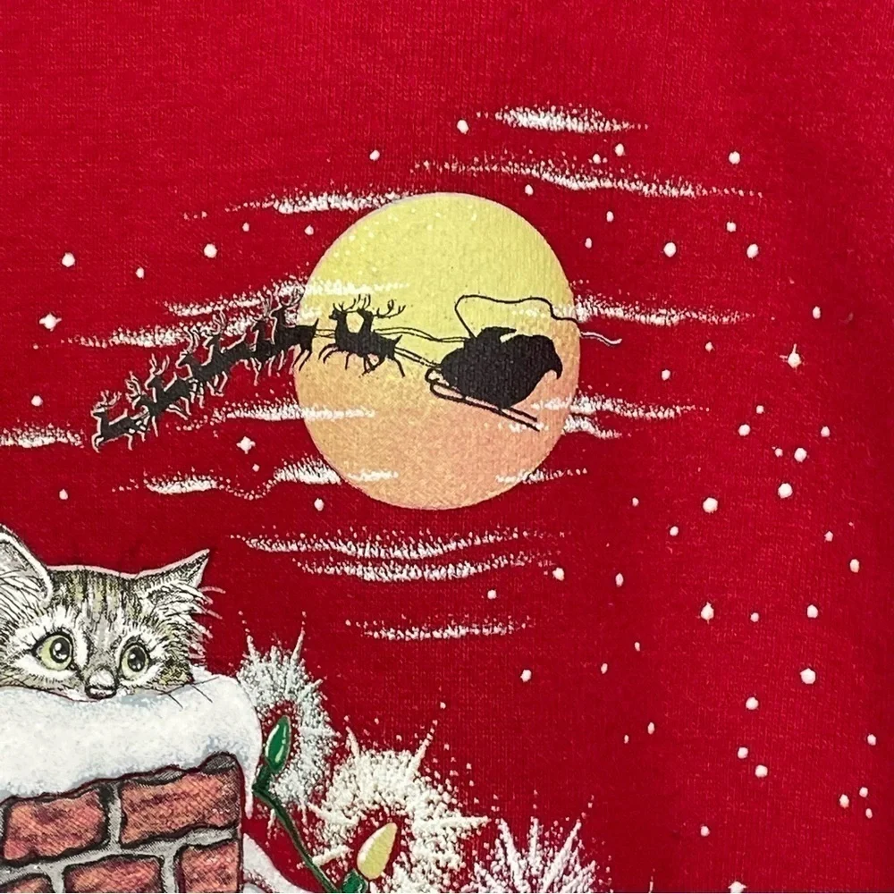 Vintage Day Breeze Sweatshirt Womens XL Red Kittens Christmas Pullover - Picture 10 of 11